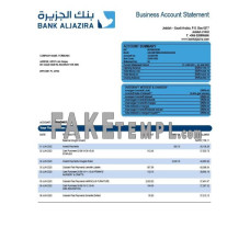 Bank AlJazira firm fake business bank statement  Word and PDF template