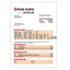 Bank Austria organization fake business bank statement  Word and PDF template