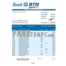 Bank BTN company fake business bank statement  Word and PDF template