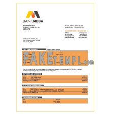 Bank Mega corporate checking fake business bank statement  Word and PDF template