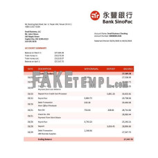 Bank Sinopac fake business bank statement  Word and PDF template