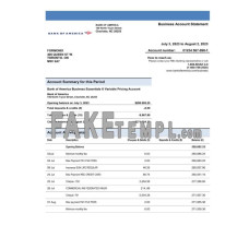 Bank of America fake business bank statement  Word and PDF template