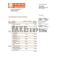 Bank of Baroda company checking fake business bank statement  Word and PDF template