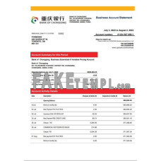 Bank of Chongqing enterprise fake business bank statement  Word and PDF template