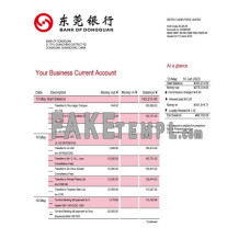 Bank of Dongguan organization fake business bank statement  Word and PDF template