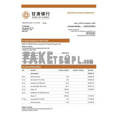 Bank of Gansu checking fake business bank statement  Word and PDF template