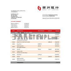 Bank of Jinzhou fake business bank statement  Word and PDF template