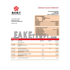 Bank of Nanjing fake business bank statement  Word and PDF template