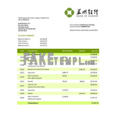 Bank of Suzhou fake business bank statement  Word and PDF template