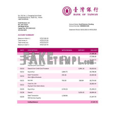 Bank of Taiwan fake business bank statement  Word and PDF template