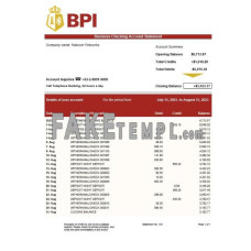 Bank of the Philippine Islands fake business bank statement  Word and PDF template