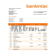 Bankinter fake business bank statement  Word and PDF template