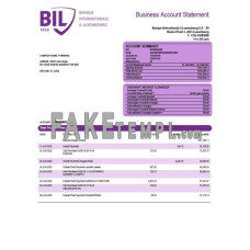 Banque Internationale a Luxembourg fake business bank statement  Word and PDF template