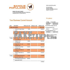 Banque Populaire du Maroc business bank statement template, Word and PDF format