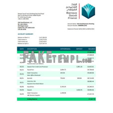 Banque Saudi Fransi fake business bank statement  Word and PDF template