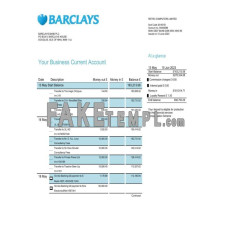 Barclays fake business bank statement  Word and PDF template