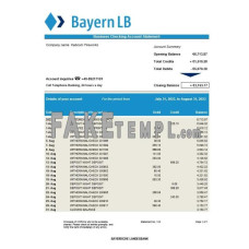 Bayerische Landesbank fake business bank statement  Word and PDF template