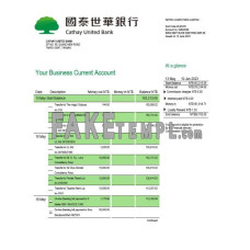 Cathay United fake business bank statement  Word and PDF template