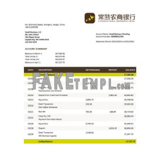 Changsu Rural Commercial fake business bank statement  Word and PDF template