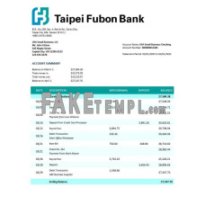 Taipai Fubon fake business bank statement  Word and PDF template