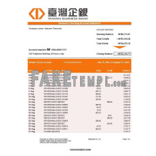 Taiwan fake business bank statement  Word and PDF template