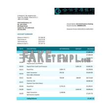 Taiwan Cooperative fake business bank statement  Word and PDF template