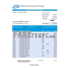 The Bank of Fukuoka fake business bank statement  Word and PDF template