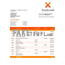 TotalKredit fake business bank statement  Word and PDF template