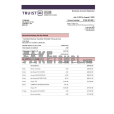 Truist fake business bank statement  Word and PDF template