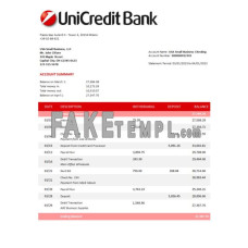 UniCredit fake business bank statement  Word and PDF template