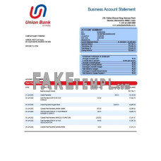 Union Bank of India fake business bank statement  Word and PDF template