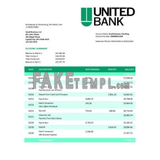 United fake business bank statement  Word and PDF template