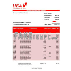 United Bank for Africa fake business bank statement  Word and PDF template