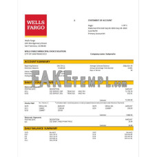 Wells Fargo fake business bank statement  Word and PDF template