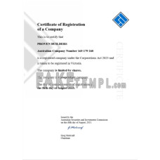 Australia fake business registration certificate Word and PDF template