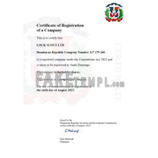 Dominican Republic fake business registration certificate Word and PDF template