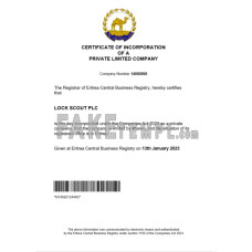 Eritrea fake business registration certificate Word and PDF template