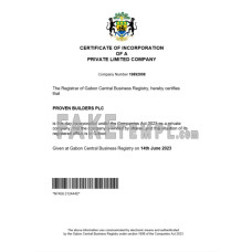 Gabon fake business registration certificate Word and PDF template