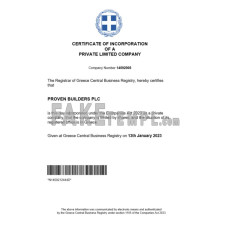 Greece fake business registration certificate Word and PDF template