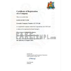 Grenada fake business registration certificate Word and PDF template