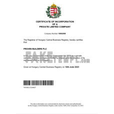 Hungary fake business registration certificate Word and PDF template