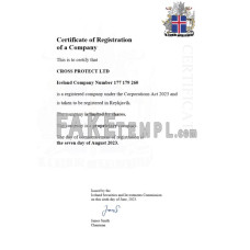 Iceland fake business registration certificate Word and PDF template