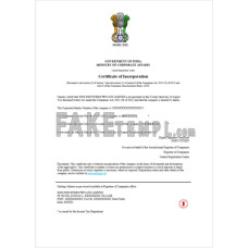 India fake certificate of incorporation registration Word and PDF template