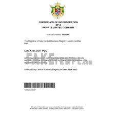 Italy fake business registration certificate Word and PDF template, version 2