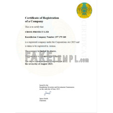 Kazakhstan fake business registration certificate Word and PDF template