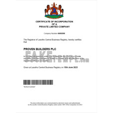 Lesotho fake company registration certificate Word and PDF template