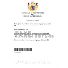 Luxembourg fake business registration certificate Word and PDF template