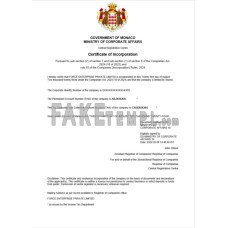 Monaco fake business registration certificate Word and PDF template