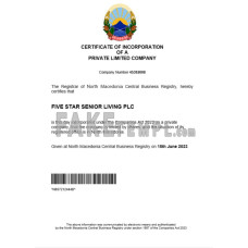 North Macedonia fake business registration certificate Word and PDF template