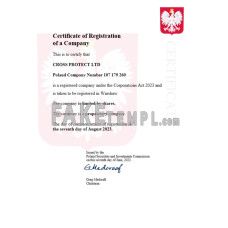 Poland fake business registration certificate Word and PDF template